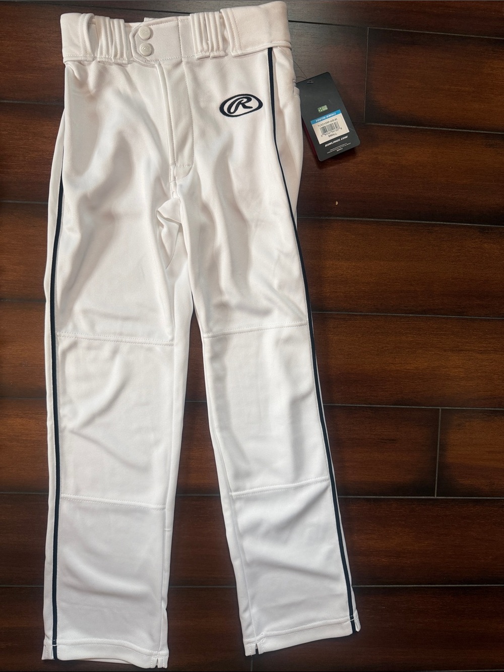 Rawlings White Baseball Pants with Black Side Piping
